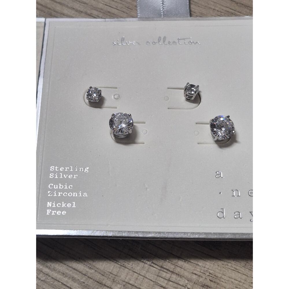 Target 5 Piece Earring Bundle Sterling Silver Square Cut Different Sizes NWT - Picture 3 of 8